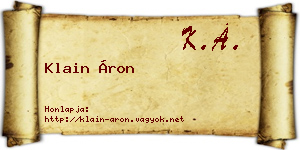 Klain Áron névjegykártya